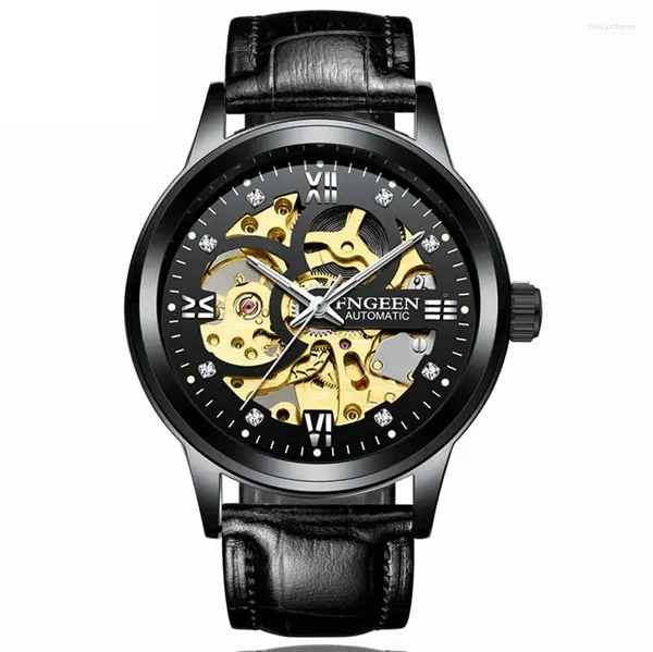 Relojes de pulsera de lujo para hombre, mecánicos automáticos de marca superior, esqueleto dorado, relojes Vintage para hombre, relojes masculinos