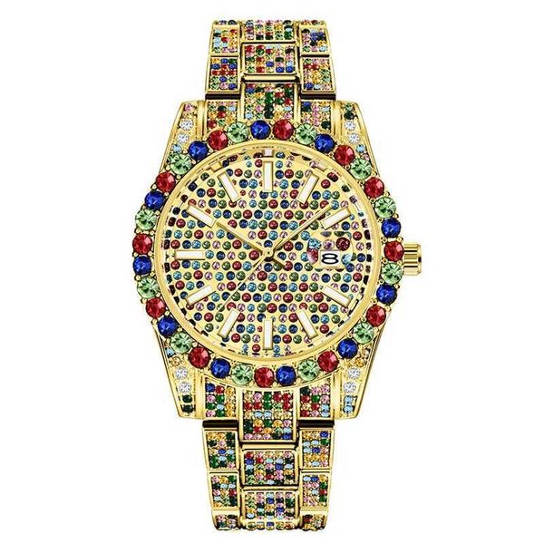 Montres-bracelets Montre de luxe SSS Supply Hommes Mode Alliage Bande Hip Hop Diamant Grande Marque Golden Date Quartz Montre-Bracelet Montres de Marque de LuxeL2303