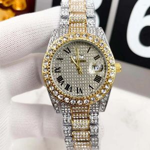 Horloges Luxe Met Volledige Diamant Originele Merk Horloges Voor Heren Iced Out Automatische Datum Kalender Horloge Mode Hip Hop Quartz