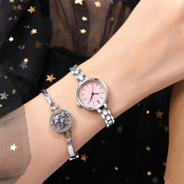 Montres-bracelets de luxe femmes mode petit bracelet montres or rose qualités en acier inoxydable dames quartz simple femme horloge