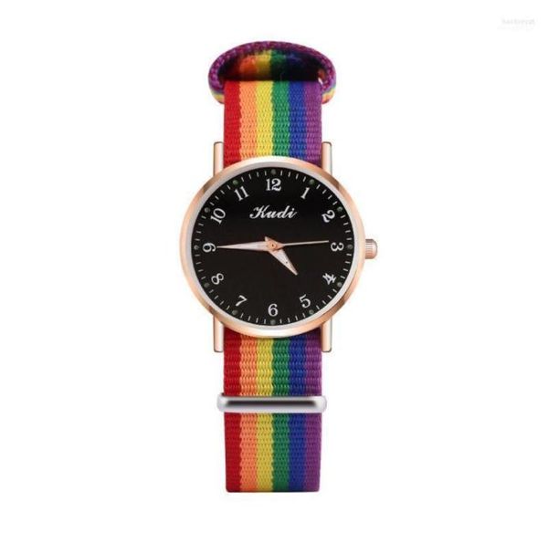 Muñecos de pulsera Mujeres de lujo Reloj de cuarzo Damas Rainbow Color Beling Belt Wristwatch para una pulsera de pulsera impermeable elegante RelOJ M8016911