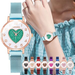 Polshorloges luxe vrouwen romantische hartpols horloges mode dames magnetische riem kwarts klok zegarek damskiwristwatches 2816