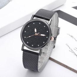 Montres-bracelets de luxe femmes montre strass ciel étoilé Silicone maille Simple mode Quartz dames horloge Zegarki