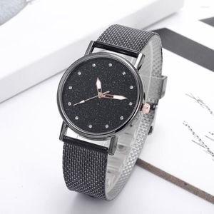 Relojes de pulsera Reloj de lujo para mujer Diamante de imitación Cielo estrellado Malla de silicona Moda simple Reloj de cuarzo para mujer Zegarki