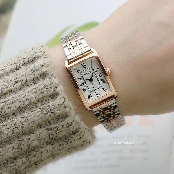 Montre-bracelets Luxury Femmes Regardez les chiffres romains simples en quartz montres Tendies Horloge Femelle Rectangle Rectangle Reloj Wristwatch