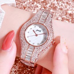 Montre-bracelettes Luxury Femmes Regardez 30m Résistance à l'eau Diamants Rose Gold Fashion Medames Quartz Wrist Watch Woman Bling Accessoires