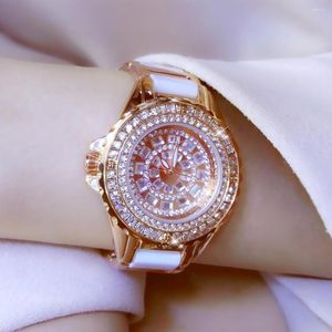 Montres-bracelets de luxe femmes montres diamant or rose horloge à quartz dames décontracté femme bracelet étanche montre femme