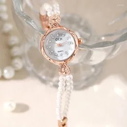 Montres-bracelets de luxe femmes montres Premium cadran rond étanche montre à quartz mode perle bracelet dame cadeau rétro nostalgie horloge