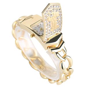 Relojes de pulsera de lujo para mujer, brazalete de cuarzo, diseño de diamantes de imitación, cubierta abatible, pulsera para mujer, Reloj elegante para mujer, Reloj