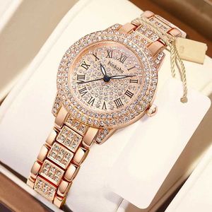 Polshorloges luxe vrouwen met diamant elegant merkkwarts stalen armband es dames zirkoon kristal top mode polsblok d240430