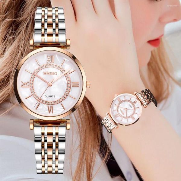 Montres-bracelets Luxus Kristall Frauen Armband Uhren Top Marke Mode Diamant Damen Quarz Uhr Stahl Weibliche Armbanduhr Montre Femme Relogio