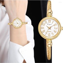 Relojes de pulsera Lvpai para mujer, brazalete pequeño de oro, relojes de lujo, reloj de pulsera de cuarzo de acero inoxidable para mujer, reloj de pulsera informal de marca, Colck