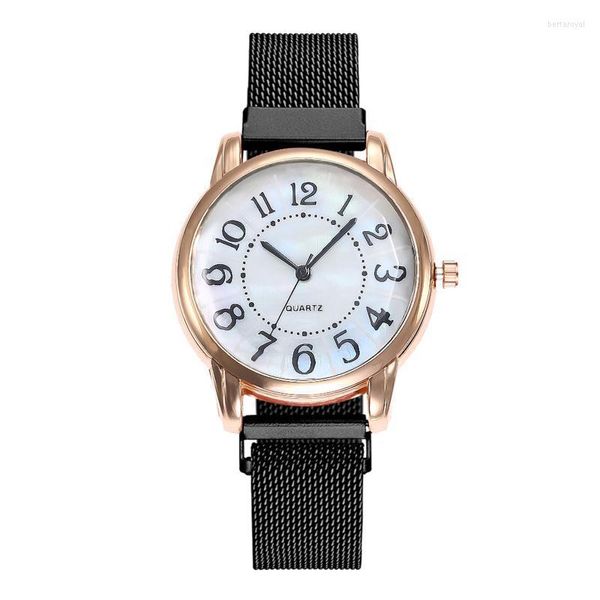 Relojes de pulsera Reloj magnético Banda de tendencia Pulsera británica Mujeres con incrustaciones de diamantes Reloj de pulsera analógico de moda para mujer Relojes de pulsera Bert22