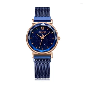 Horloges Magnetische gesp Blauwe zandsteen Dameshorloge Japan Quartz Lady Hours Fine Fashion Stalen armband Meisje cadeau Julius Box 1172