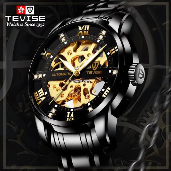 Montres-bracelets homme le tourbillon montre de luxe marque Wisconsin style mode montre-bracelet mécanique étanche ceinture en acier creux227r