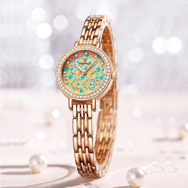 Relojes de pulsera Mark Fairwhale 2023 Top Reloj para mujer Diamante de lujo Relojes de oro para mujer Relojes de cuarzo pequeño para mujer 3200