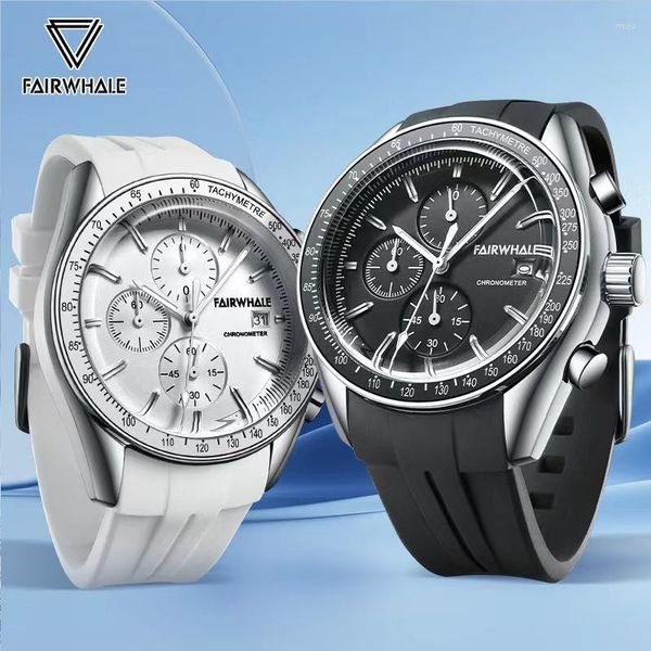 Montres-bracelets Mark Fairwhale Couple Montre-bracelet Sport Style minimaliste Horloge Montre Trois yeux Multifonction Étanche Cadeau Étudiant 5650