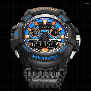 Armbanduhren Mark Fairwhale Mode Armbanduhr Herren Sport Chronograph Wasserdicht Cool Black Elektronische Uhr Junge Geschenk Kostenloses Einkaufen 2023