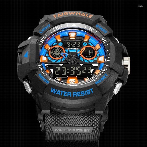 Relojes de pulsera Mark Fairwhale Moda Reloj de pulsera para hombre Deportes Cronógrafo Impermeable Cool Black Reloj electrónico Boy Regalo Compras gratis 2023
