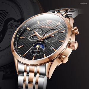 Polshorloges Mark Fairwhale luxe automatisch mechanisch horloge Tourbillon Classic Business Men's 30m waterdichte klok