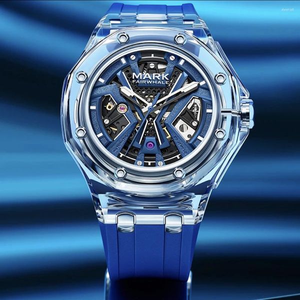 Wallwatches Mark Fair Whale Luxury Fashion Watches Men Sports Blue Silicone Strap impermeable Automático Muñeco Muñeco Mans RELOJ