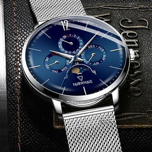 Horloges Mark Fairwhale Mannen Multifunctioneel Quartz Horloge Maanfase Horloge Klassiek Zakelijk Eenvoudige Horloges Voor Man Reloj Hombre 5330