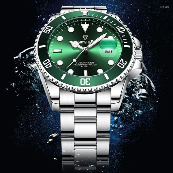 Wallwatches Mark Fair Whale Premium Marca resistente al agua Fecha luminosa Display Diver Watch Fashion Quartz Luxury Men's Watches