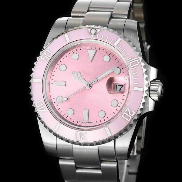 Relojes de pulsera Master Design Reloj mecánico automático 2021 Hot Ceramic Pink Ventana grande Calendario Hebilla plegable Cristal de zafiro Star Business