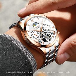 Montres-bracelets mécaniques automatiques hommes montres haut en acier inoxydable hommes poignet étanche montre hommes Reloj Hombre 2022