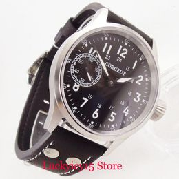 Armbanduhren, mechanische Handaufzugs-Herrenuhr, 43 mm, gebürstetes Gehäuse, Saphirglas, 17-Juwelen-Uhrwerk