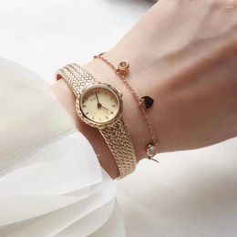 Horloges Middeleeuwse Handwerk 2024 Quartz Dameshorloge Vintage Stijl Metaal Geweven Lint Luxe Cadeau Voor Liefhebbers