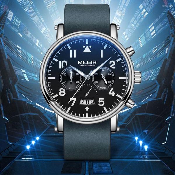 Relojes de pulsera MEGIR 2149 Relojes para hombres Moda Impermeable Cuero Deportes Hombres Reloj Negocio Cronógrafo Masculino Montre Homme