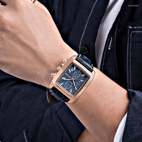 Relojes de pulsera MEGIR de moda de marca superior para hombre, reloj deportivo de cuarzo con fecha analógica, cronógrafo, reloj azul para hombre, resistente al agua 2023