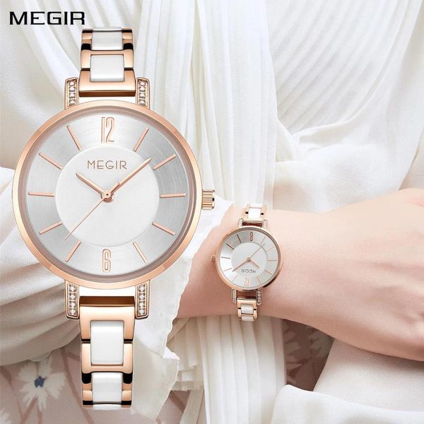 Montre-bracelets Megir Japan Quartz Watch for Women Fashion Brand de mode décontractée horloge de bracelet imperméable Sport Dames Dames Drive Montre Femme