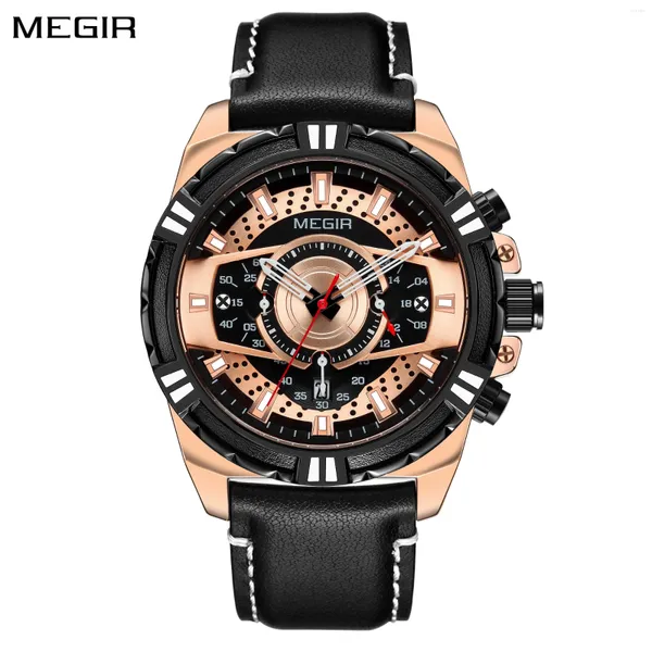 Mujeres de pulsera Megir Luxury Men's Watch Belt Belt Quartz Business Relojes Luminoso Fashion Sports Man Wallwatch Relogios Masculino