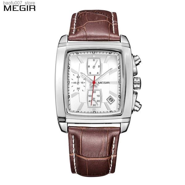 Mujeres de pulsera Megir para hombres Muñeco de muñeca Rectangular Rectangular Reloj de cuero luminoso de cuero luminoso Moda Reloj Hombre