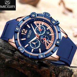 Relojes de pulsera Megir Original para hombre, reloj deportivo de cuarzo a la moda, relojes para hombre, reloj impermeable de silicona para negocios, reloj Masculino