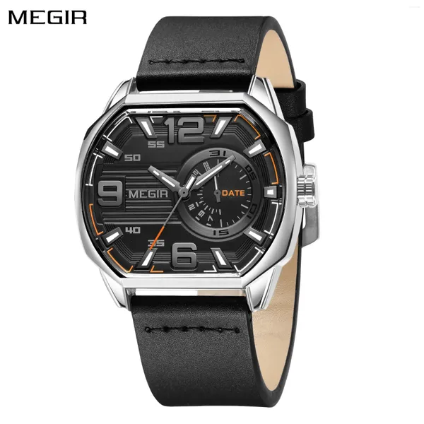 Montreuse-bracelets Megir Regios Masculino Fashion Mens Sports Watchs Luxury Leather Quartz Wristwatch Man Casual Wrist montre montre Homme