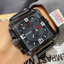 Montre-bracelets Megir Sport Mens Watches Chronograph Fashion Military Imperproping Square Quartz Watch Clock Men Relogio Masculino