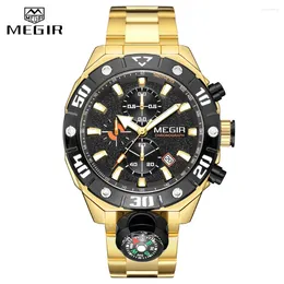 Montre-bracelets Megir Top Brand Chronograph Quartz Watch for Men Fashion Sport Male