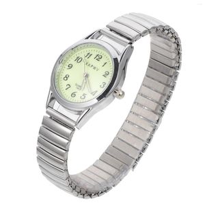 Montres-bracelets cadeau commémoratif Couple montre personnes âgées bande d'expansion 9.5X3CM amant montres montre-bracelet numérique argent miroir élastique homme
