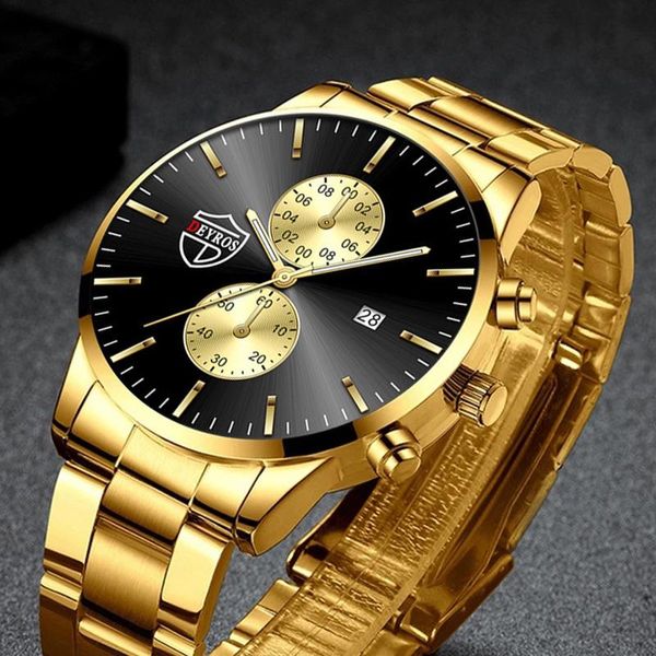 Relojes de pulsera Relojes de negocios de lujo para hombres Reloj de pulsera de cuarzo de acero inoxidable Reloj de cuero masculino Calendario Reloj luminoso Relogio masculino