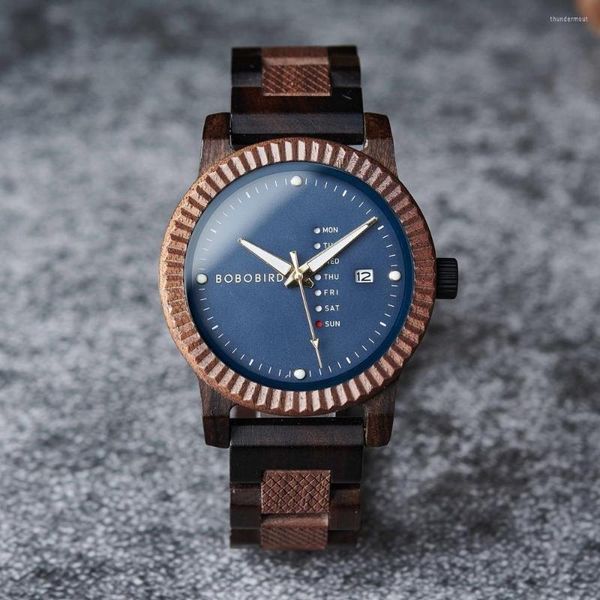 Montres-bracelets Montre à quartz pour hommes Simple Mode Couple En Bois BOBOBIRD Top Marque Montres Semaine Date Affichage Personnalisé Boîte Cadeau Unique