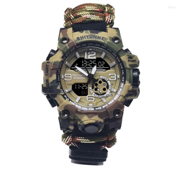 Relojes de pulsera Relojes deportivos para hombres Reloj digital Cuarzo Pantalla doble Muñeca Viaje militar Pulsera táctica impermeable