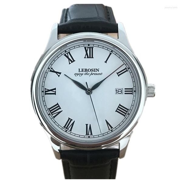 Montres-bracelets Montre Homme Cadran Simple Échelle Romaine Mode Affaires Saphir Miroir Étanche Quartz Ultra-Mince Automatique Date