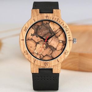 Montres-bracelets montre pour hommes Unique papier brûlé Style montres en bois moderne en bois rétro bambou décontracté mâle horloge Relogio Masculino