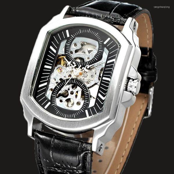 Montres-bracelets Montres pour hommes Montre squelette pour hommes Célèbre marque supérieure Cadran carré Automatique Mécanique Horloge masculine Relogio MasculinoMontres-bracelets