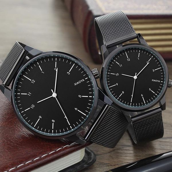 Montres-bracelets hommes et femmes montre de mode étanche pour Couple Quartz poignet en acier inoxydable cadeau Saint-Valentin