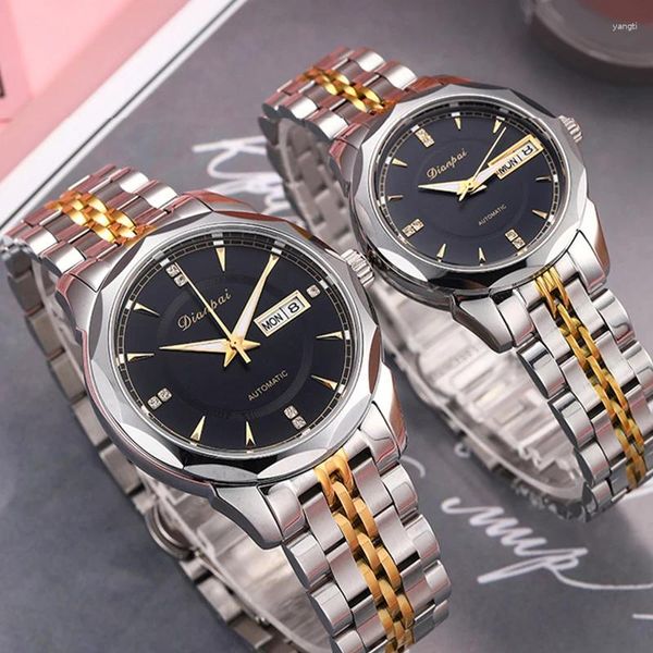 Montre-bracelets Men Automatic Mething Watch Tendance Fashion Tendage Lumineux Couple de cadeau de la Saint-Valentin Lumineux