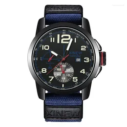 Wallwatches Men Big Brand XI Watches Fashion Nylon Band Simple Military Sports Date Quartz Vintage Watch Black Relogios Masculinos 2024